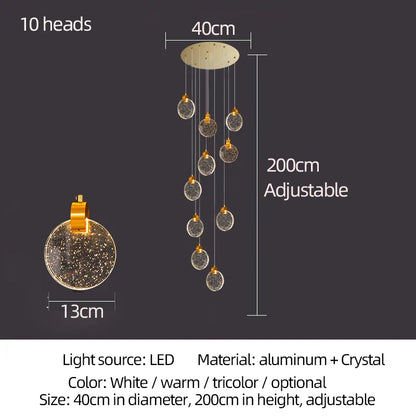 DecorBites™ Attic Crystal Chandelier for Living Room Dining Room Stair Lamp