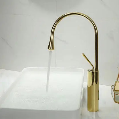 DecorBites™ Brushed Gold Basin Faucet Hot Cold Black Sink Kitchen Swivel Water Crane