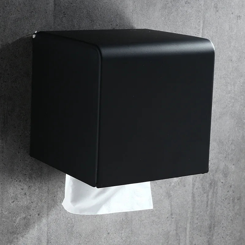 DecorBites™ Aluminum Black Bathroom Tissue Holder Wall-Mounted Toilet Paper Rack Stand