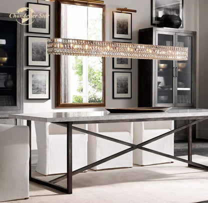 DecorBites™ Crystal LED Linear Chandelier for Kitchen Island Dining Room