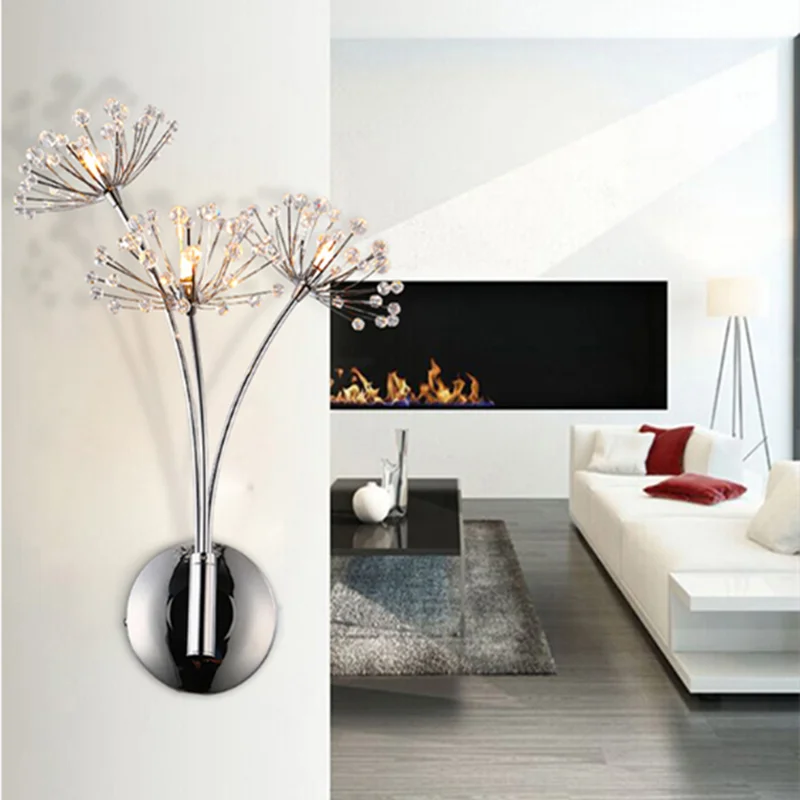 DecorBites™ Dandelion Crystal Flower Wall Lamp for Bathroom, Bedroom, Living Room.