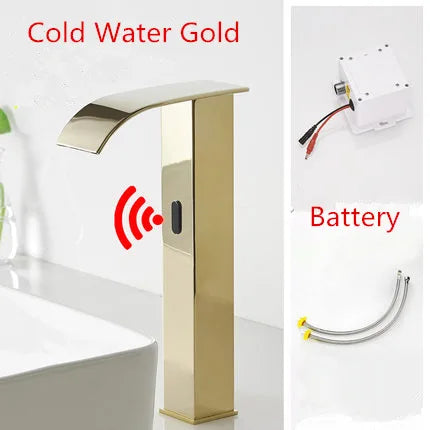 DecorBites™ Black Sensor Waterfall Basin Faucet - Automatic Touchless Hot Cold Water Mixer