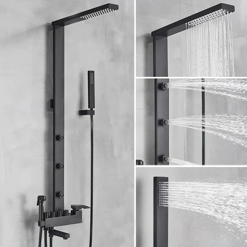 DecorBites™ Black Bathroom Faucet Shower Kit with Rainfall Shower Column and Bidet Mixer System