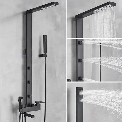 DecorBites™ Black Bathroom Faucet Shower Kit with Rainfall Shower Column and Bidet Mixer System