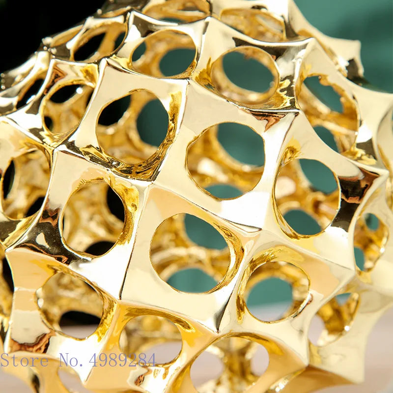 DecorBites™ Golden Metal Hollow Ball Spike Abstract Ornament Home Decor