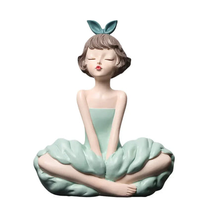 DecorBites™ Bowknot Girl Figurine: Modern Nordic Character Sculpture with Storage Box