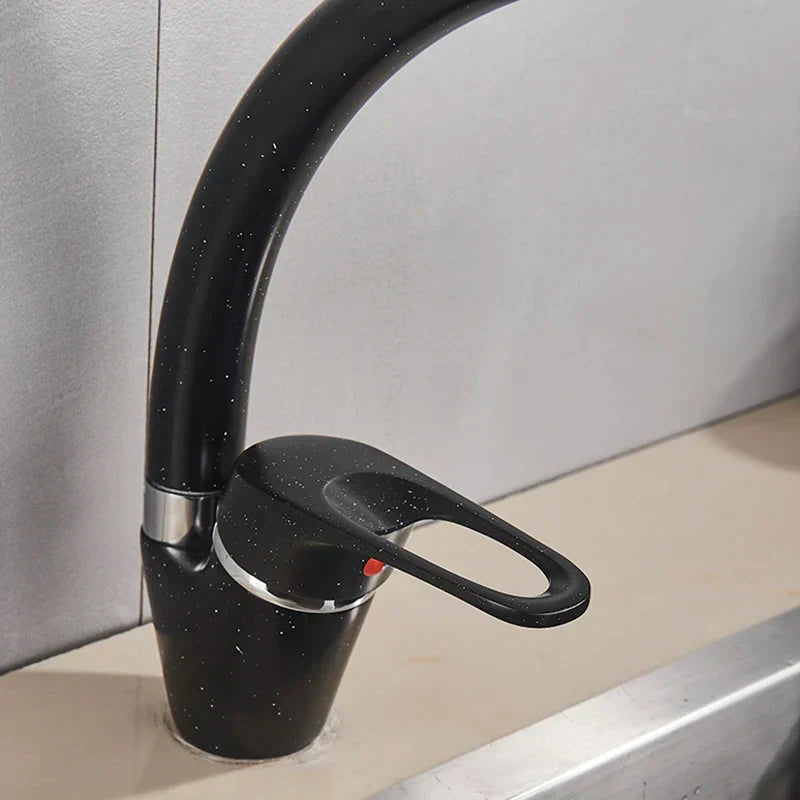 DecorBites™ Black Single Handle Kitchen Faucet - Hot and Cold Water Mixer