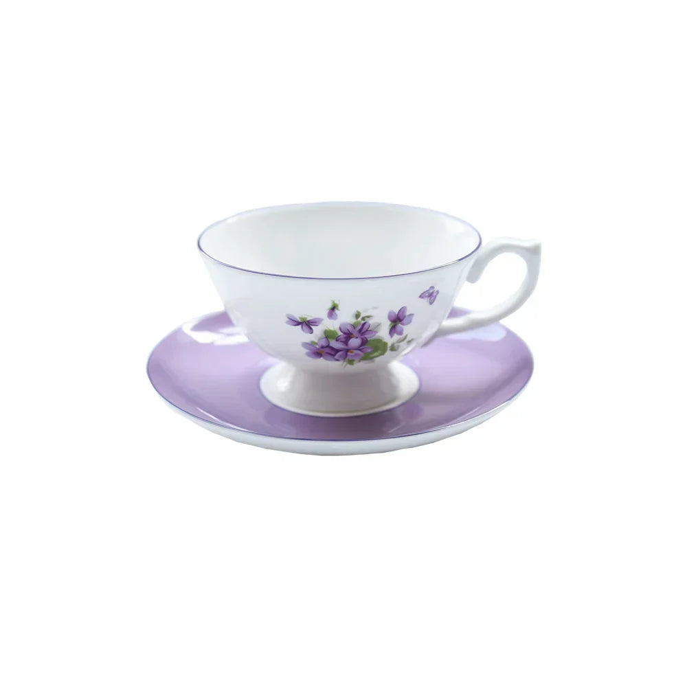 DecorBites™ Blue Dream Tea Set: Cup, Saucer, Milk Jar, Sugar Bowl, Plates & More