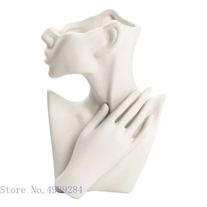 DecorBites™ Abstract Half Face Ceramic Vase Portrait Ornament Artistic Handicraft