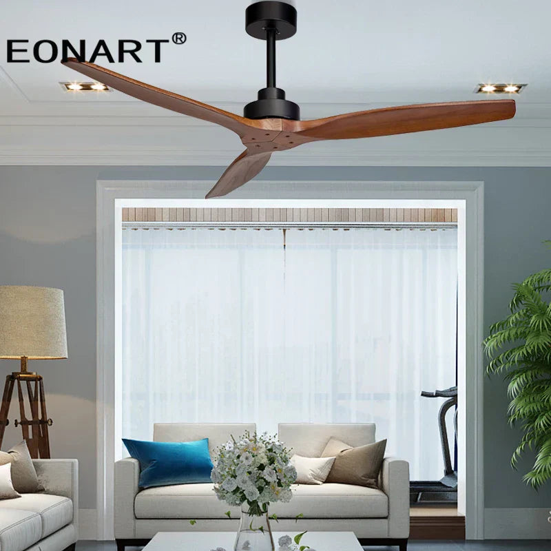 DecorBites™ 52" Black Wood Ceiling Fan with LED Light and Remote Control