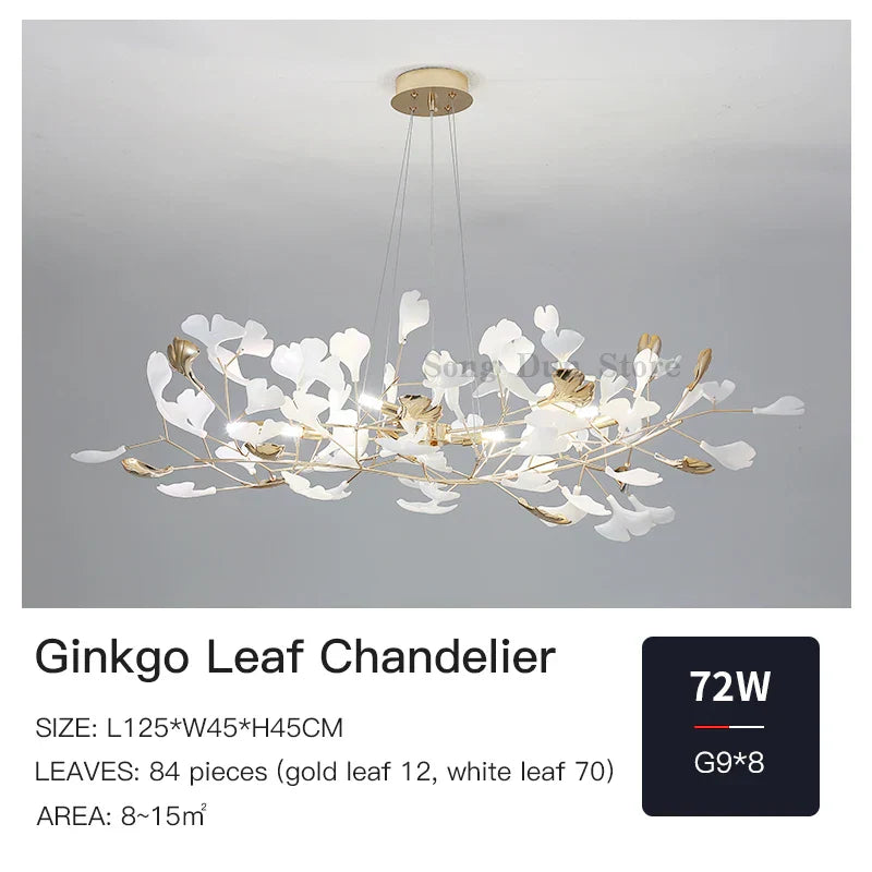 DecorBites™ Ginkgo Leaf Decor Chandelier - Nordic Fine Flower Art Light for Living Room