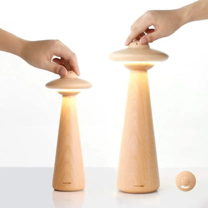 DecorBites™ Kids UFO Wood LED Table Lamp: Modern, Dimmable, Cartoon Design, Ideal for Children's Bedroom