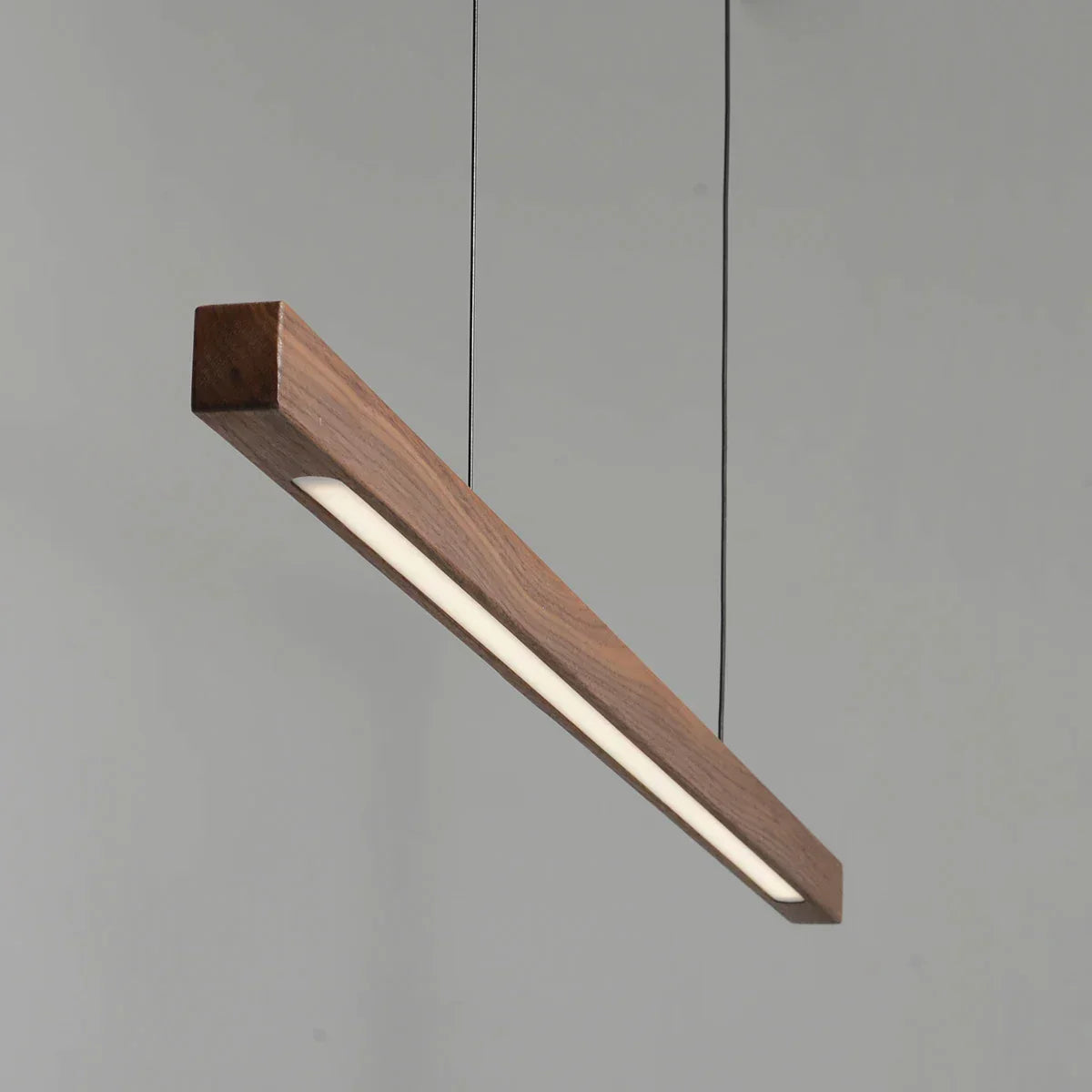 DecorBites™ Black Walnut Log Strip Pendant Light for Dining Room, Office, and Bar