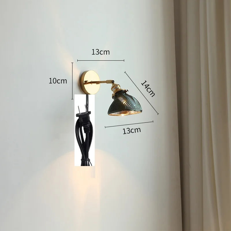 DecorBites™ Green Glass LED Wall Lights Pull Chain Switch Indoor Lighting Adjustable Fixtures