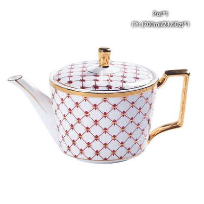 DecorBites™ Bone China Tea Pot: Elegant European Porcelain Coffee Pot for Tea Lovers.