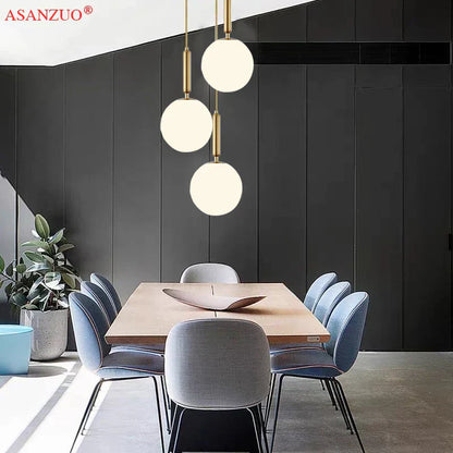 DecorBites™ Brass Glass Ball Pendant Lights for Living Room Restaurant Kitchen Decor
