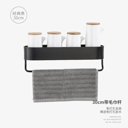 DecorBites™ Aluminum Bathroom Shelf with Towel Bar for Bath/Shower Organization