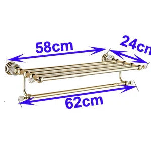 DecorBites™ Gold Crystal Bathroom Accessories Set: Luxe Brass Bath Hardware Wall Mount Collection