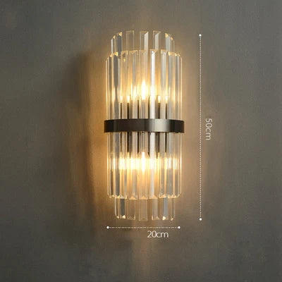 DecorBites™ Art Deco LED Stainless Steel Crystal Wall Sconce, Bedroom Corridor Golden Black Wall Light