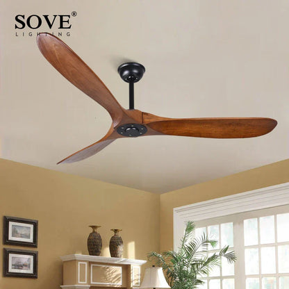 DecorBites™ 60" Industrial Wooden Ceiling Fans Remote Control Ventilateur De Plafond