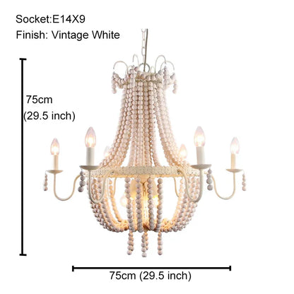DecorBites™ Black Wood Beaded Pendant Chandelier - Antique Nordic Lighting for Foyer, Dining, Bedroom