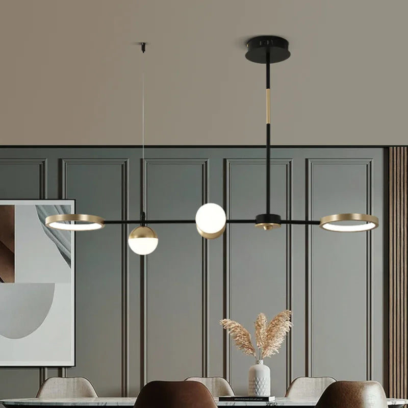 DecorBites™ Black Gold Minimalist Chandelier for Dining Room Home Decor
