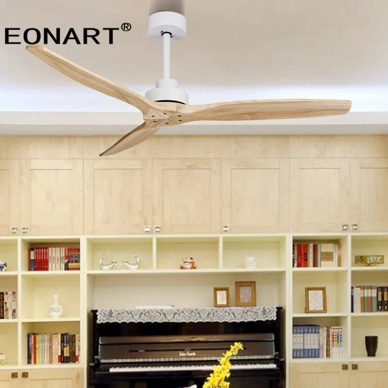 DecorBites™ 52" Black Wood Ceiling Fan with LED Light and Remote Control