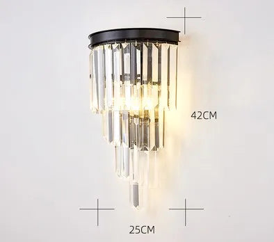 DecorBites™ Black Gold Crystal Wall Lights for Bedroom Living Room Home LED Sconce