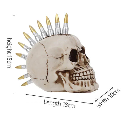 DecorBites™ 15cm Resin Skull Head Bullet Handicraft Decor Statue Halloween Props