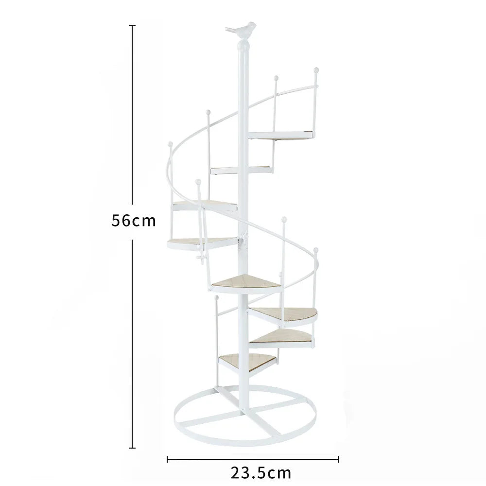DecorBites™ 8-Layer Stair Shape Iron Plant Stand with Wood Plate