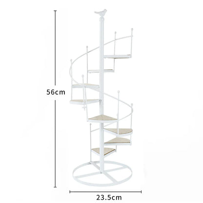 DecorBites™ 8-Layer Stair Shape Iron Plant Stand with Wood Plate