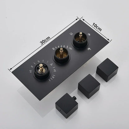 DecorBites™ Black Thermostatic Waterfall Rainfall Shower Faucet with Handshower