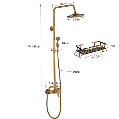 DecorBites™ Antique Brass Shower Set with Handshower, Rainfall Tap Crane