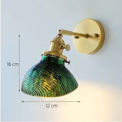 DecorBites™ Green Glass LED Chandelier: Minimalist Brass Hanging Lights