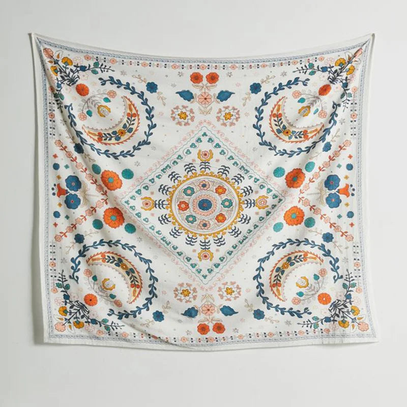 DecorBites™ Boho Floral Celestial Wall Tapestry for Hippie Home Decor