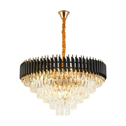DecorBites™ Crystal Black Clear LED Chandelier Lighting for Staircase Foyer