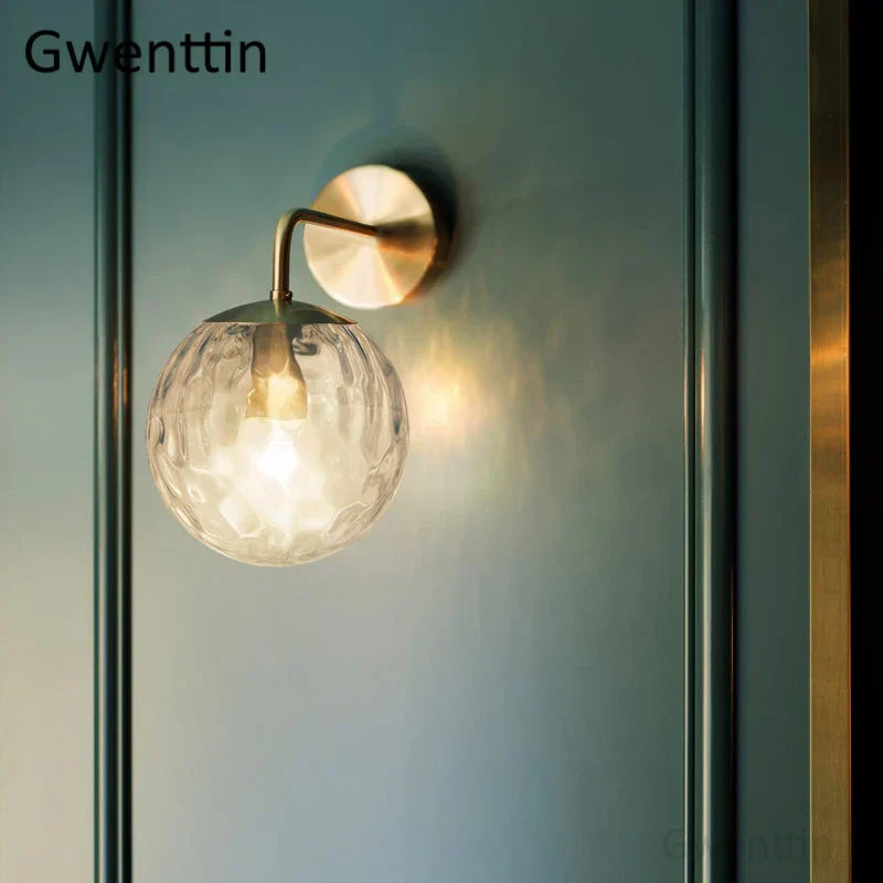 ™ Gold Glass Ball Wall Lamp | Nordic Mirror Sconce Indoor Lighting