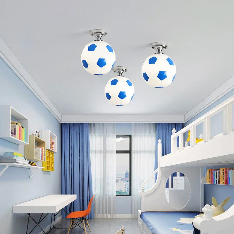 DecorBites™ LED Soccer Ball Ceiling Light for Boys Room, Indoor Lighting Fixture