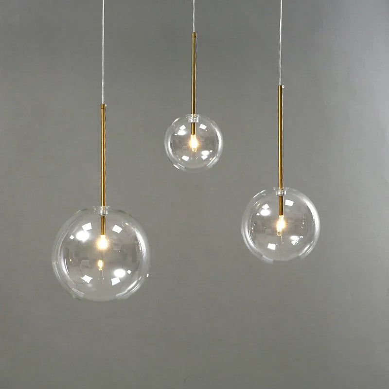 DecorBites™ Gold Glass Ball Pendant Lights for Dining Room and Kitchen