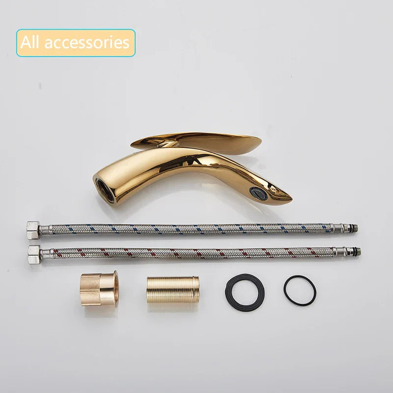 ™ Golden Rose Bathroom Faucet Waterfall Basin Mixer Taps - Luxury Single Hole