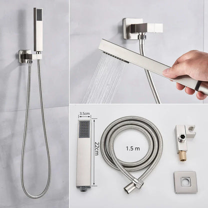 DecorBites™ Brushed Nickel Shower System with Rain Shower Head for Wall Mounted Bathroom