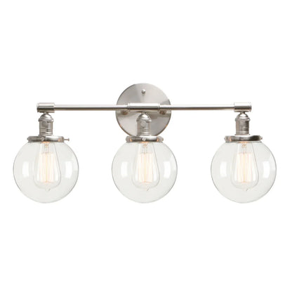 DecorBites™ Black 3-Light Wall Sconce Bathroom Vanity Fixture with Round Glass Canopy