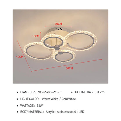 DecorBites™ Acrylic Ceiling Lights Modern Chandelier LED Lamps Dining Living Room Bedroom Decor