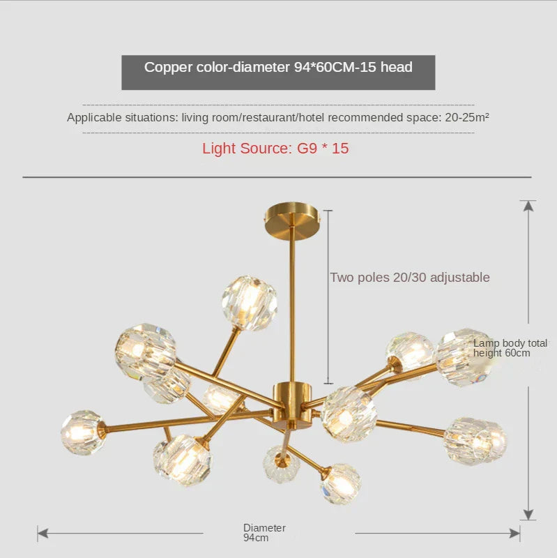 DecorBites™ Crystal LED Chandelier Ceiling Light for Elegant Home Décor