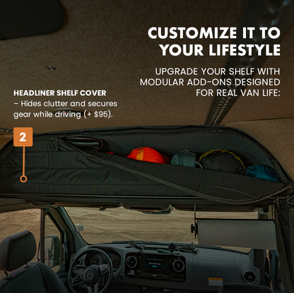 SPRINTER HEADLINER SHELF WITH L TRACK 2019+