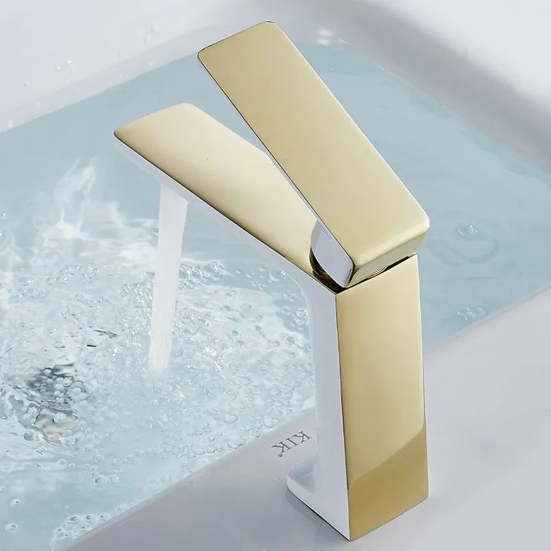 ™ Gold Basin Faucet: Modern Mixer Tap for Bathroom Sink, Hot & Cold Water Control