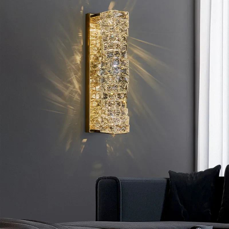 ™ Gold Chrome Crystal Wall Sconce LED Lamp for Living Room Bedroom TV Background Lighting
