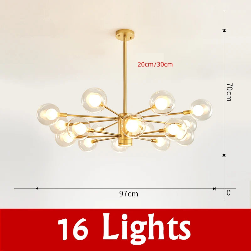 DecorBites™ Glass Ball Chandelier Modern Spotlight Pendant Lamp Lighting