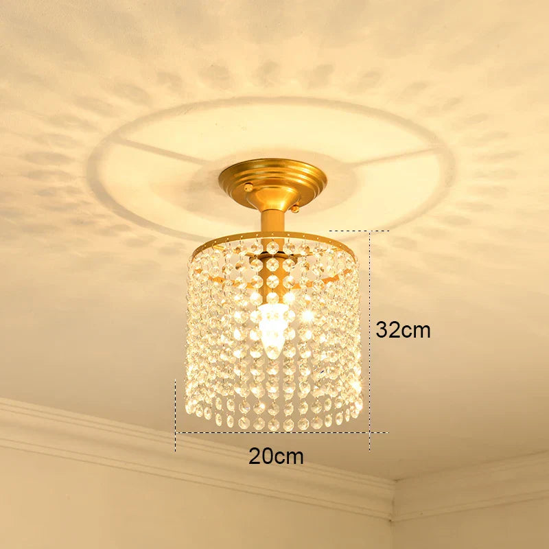 DecorBites™ Gold Crystal Round Ceiling Chandelier for Living Room LED Light Fixtures
