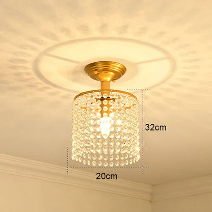 DecorBites™ Gold Crystal Round Ceiling Chandelier for Living Room LED Light Fixtures